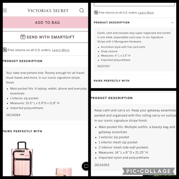 Vs carry-on suitcase slippers backpack keychain 2 bags/ totes NO EXTRA BAGS!!! - Picture 13 of 14